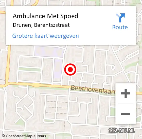 Locatie op kaart van de 112 melding: Ambulance Met Spoed Naar Drunen, Barentszstraat op 13 maart 2018 10:46