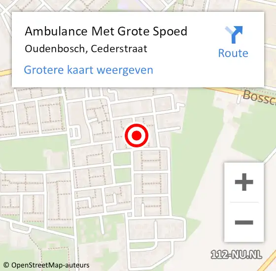 Locatie op kaart van de 112 melding: Ambulance Met Grote Spoed Naar Oudenbosch, Cederstraat op 13 maart 2018 10:57