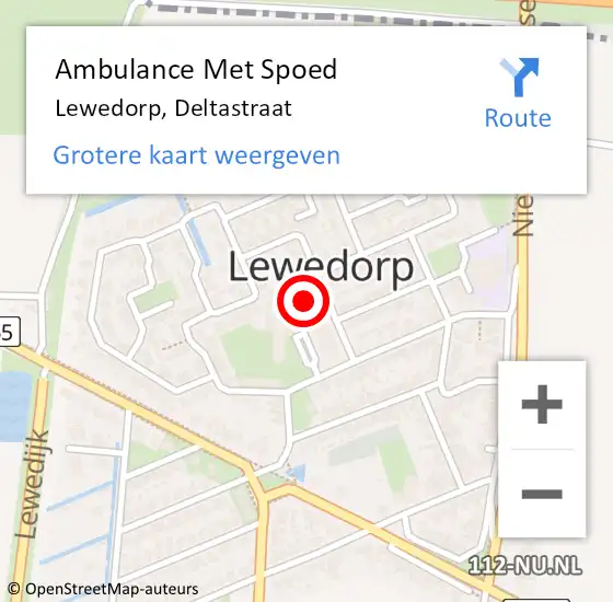 Locatie op kaart van de 112 melding: Ambulance Met Spoed Naar Lewedorp, Deltastraat op 13 maart 2018 11:38