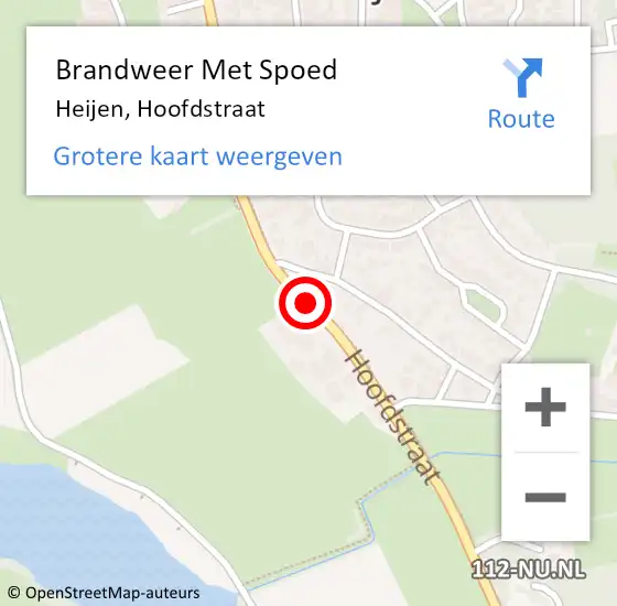 Locatie op kaart van de 112 melding: Brandweer Met Spoed Naar Heijen, Hoofdstraat op 13 maart 2018 11:48