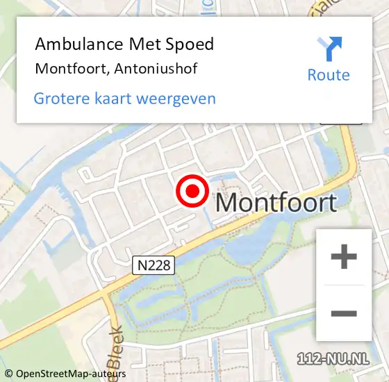 Locatie op kaart van de 112 melding: Ambulance Met Spoed Naar Montfoort, Antoniushof op 13 maart 2018 12:00