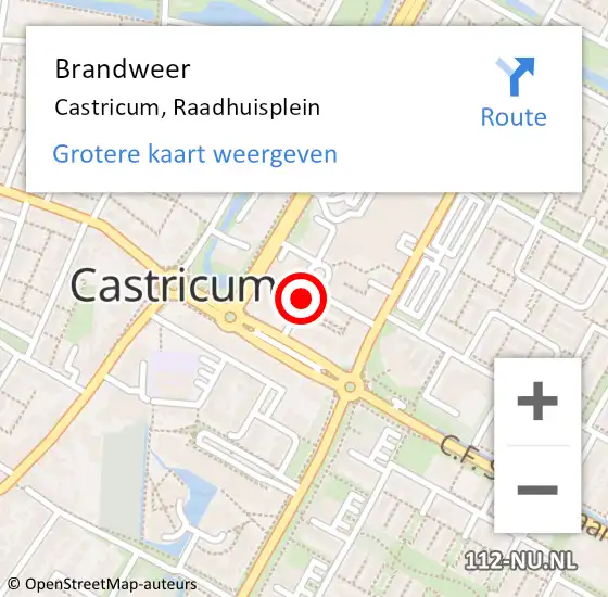 Locatie op kaart van de 112 melding: Brandweer Castricum, Raadhuisplein op 13 maart 2018 12:21
