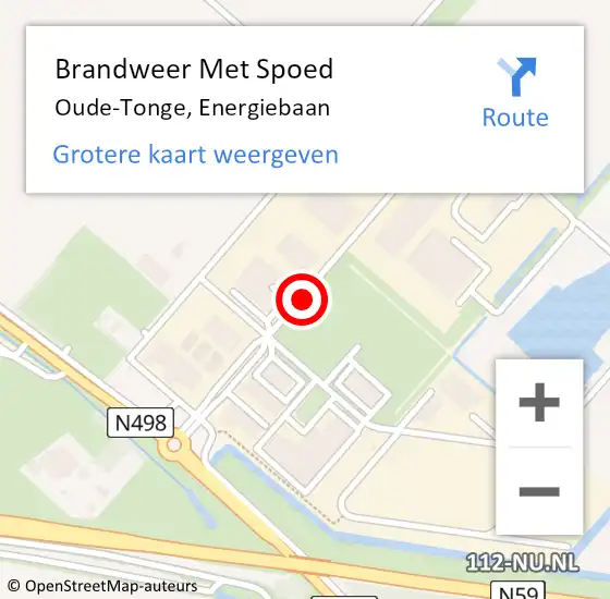 Locatie op kaart van de 112 melding: Brandweer Met Spoed Naar Oude-Tonge, Energiebaan op 13 maart 2018 12:41