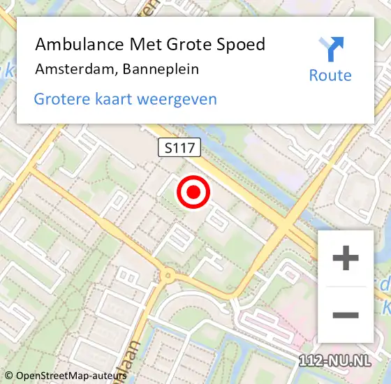 Locatie op kaart van de 112 melding: Ambulance Met Grote Spoed Naar Amsterdam, Banneplein op 13 maart 2018 12:57