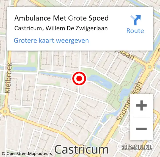 Locatie op kaart van de 112 melding: Ambulance Met Grote Spoed Naar Castricum, Willem De Zwijgerlaan op 13 maart 2018 13:33
