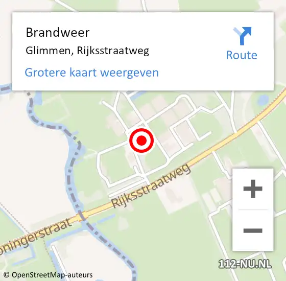 Locatie op kaart van de 112 melding: Brandweer Glimmen, Rijksstraatweg op 13 maart 2018 13:42