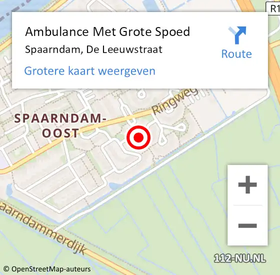 Locatie op kaart van de 112 melding: Ambulance Met Grote Spoed Naar Spaarndam, De Leeuwstraat op 13 maart 2018 13:43