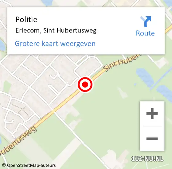 Locatie op kaart van de 112 melding: Politie Erlecom, Sint Hubertusweg op 13 maart 2018 14:34