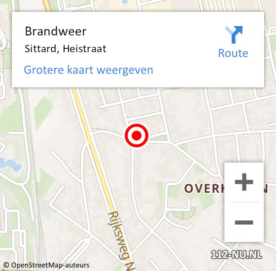 Locatie op kaart van de 112 melding: Brandweer Sittard, Heistraat op 19 februari 2014 04:44