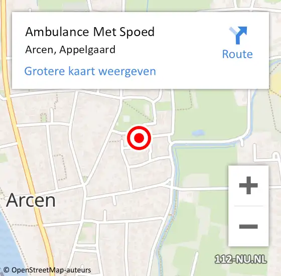 Locatie op kaart van de 112 melding: Ambulance Met Spoed Naar Arcen, Appelgaard op 13 maart 2018 14:49