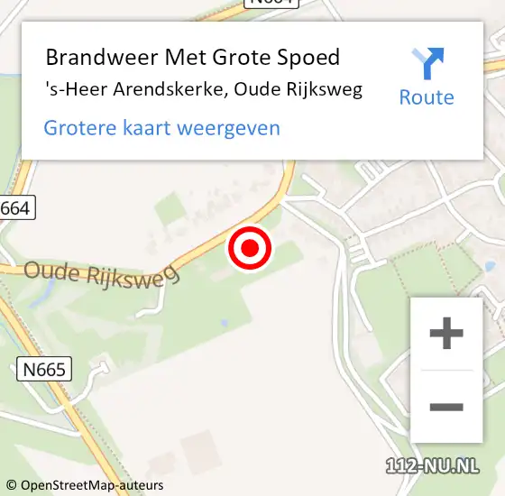 Locatie op kaart van de 112 melding: Brandweer Met Grote Spoed Naar 's-Heer Arendskerke, Oude Rijksweg op 13 maart 2018 14:49