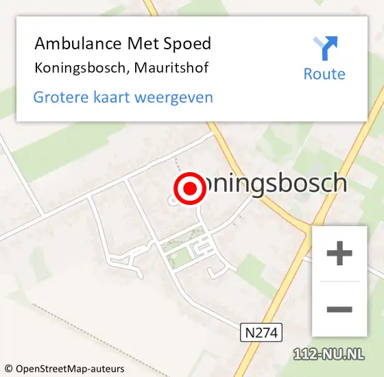 Locatie op kaart van de 112 melding: Ambulance Met Spoed Naar Koningsbosch, Mauritshof op 13 maart 2018 14:53