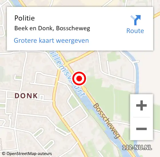 Locatie op kaart van de 112 melding: Politie Beek en Donk, Bosscheweg op 13 maart 2018 15:23