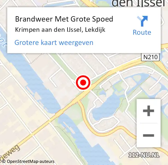 Locatie op kaart van de 112 melding: Brandweer Met Grote Spoed Naar Krimpen aan den IJssel, Lekdijk op 13 maart 2018 16:29