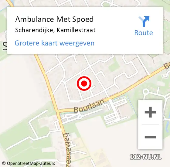 Locatie op kaart van de 112 melding: Ambulance Met Spoed Naar Scharendijke, Kamillestraat op 13 maart 2018 16:38