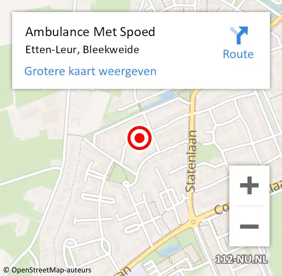 Locatie op kaart van de 112 melding: Ambulance Met Spoed Naar Etten-Leur, Bleekweide op 13 maart 2018 17:06