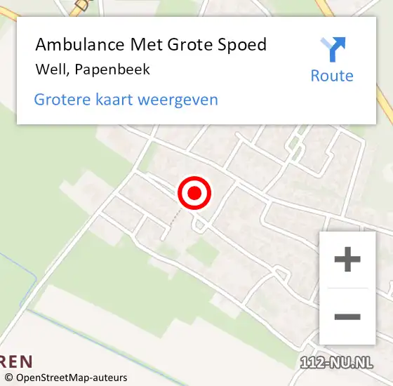 Locatie op kaart van de 112 melding: Ambulance Met Grote Spoed Naar Well, Papenbeek op 19 februari 2014 06:08