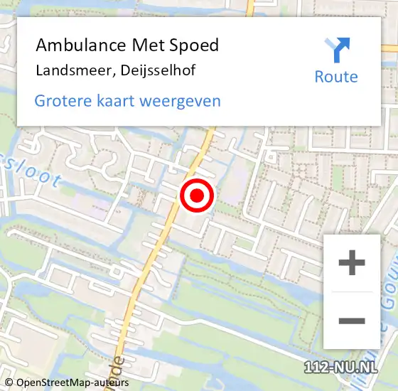 Locatie op kaart van de 112 melding: Ambulance Met Spoed Naar Landsmeer, Deijsselhof op 13 maart 2018 17:16