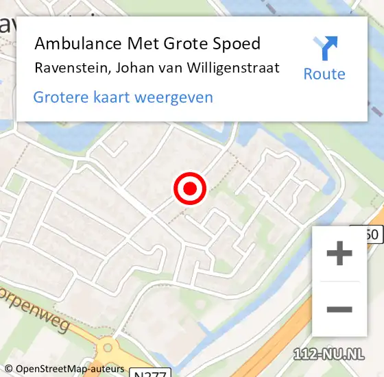 Locatie op kaart van de 112 melding: Ambulance Met Grote Spoed Naar Ravenstein, Johan van Willigenstraat op 13 maart 2018 17:49