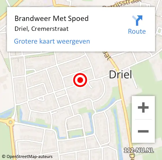 Locatie op kaart van de 112 melding: Brandweer Met Spoed Naar Driel, Cremerstraat op 13 maart 2018 18:03