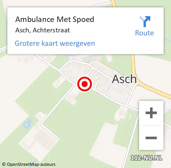 Locatie op kaart van de 112 melding: Ambulance Met Spoed Naar Asch, Achterstraat op 13 maart 2018 18:22