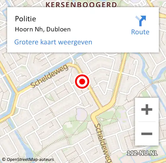 Locatie op kaart van de 112 melding: Politie Hoorn Nh, Dubloen op 13 maart 2018 18:41