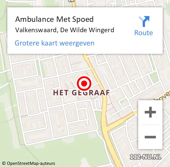 Locatie op kaart van de 112 melding: Ambulance Met Spoed Naar Valkenswaard, De Wilde Wingerd op 13 maart 2018 18:43