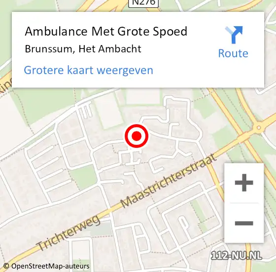 Locatie op kaart van de 112 melding: Ambulance Met Grote Spoed Naar Brunssum, Het Ambacht op 19 februari 2014 06:33