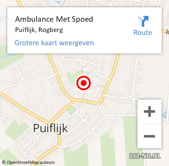 Locatie op kaart van de 112 melding: Ambulance Met Spoed Naar Puiflijk, Rogberg op 13 maart 2018 19:16