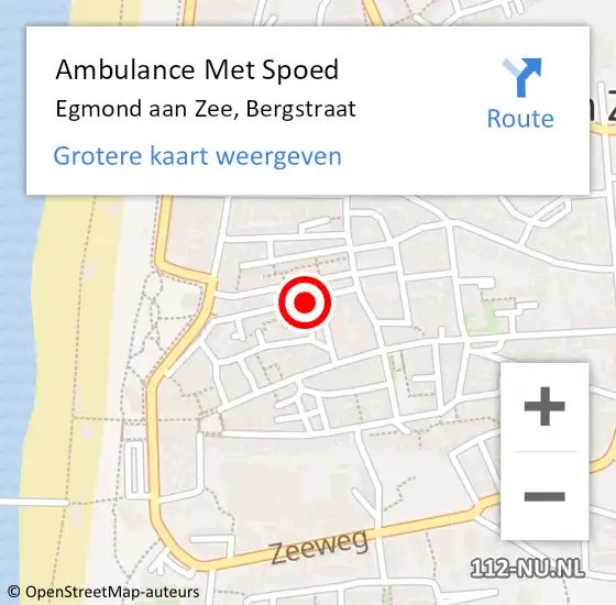 Locatie op kaart van de 112 melding: Ambulance Met Spoed Naar Egmond aan Zee, Bergstraat op 19 februari 2014 06:41