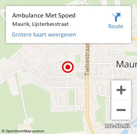 Locatie op kaart van de 112 melding: Ambulance Met Spoed Naar Maurik, Lijsterbesstraat op 19 februari 2014 06:56