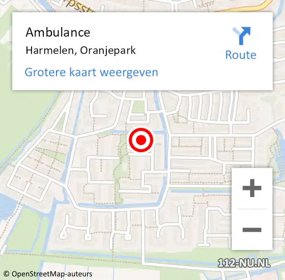 Locatie op kaart van de 112 melding: Ambulance Harmelen, Oranjepark op 13 maart 2018 20:48