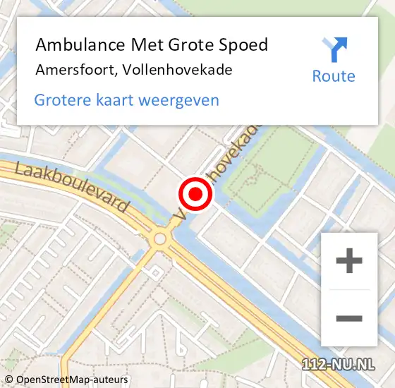 Locatie op kaart van de 112 melding: Ambulance Met Grote Spoed Naar Amersfoort, Vollenhovekade op 13 maart 2018 21:53