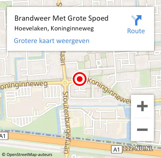 Locatie op kaart van de 112 melding: Brandweer Met Grote Spoed Naar Hoevelaken, Koninginneweg op 13 maart 2018 22:09