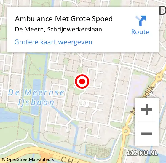 Locatie op kaart van de 112 melding: Ambulance Met Grote Spoed Naar De Meern, Schrijnwerkerslaan op 13 maart 2018 22:22