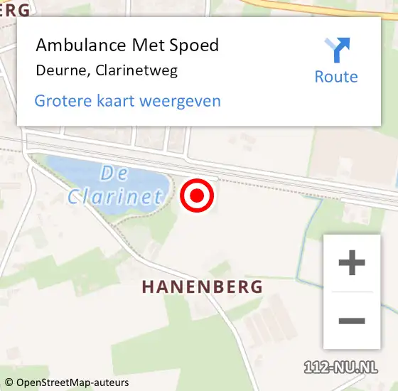 Locatie op kaart van de 112 melding: Ambulance Met Spoed Naar Deurne, Clarinetweg op 14 maart 2018 00:35