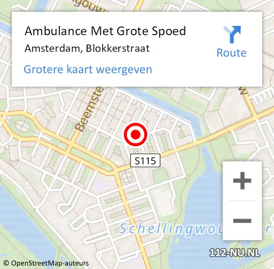 Locatie op kaart van de 112 melding: Ambulance Met Grote Spoed Naar Amsterdam, Blokkerstraat op 14 maart 2018 02:27