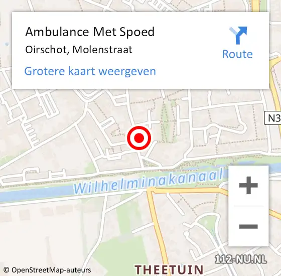 Locatie op kaart van de 112 melding: Ambulance Met Spoed Naar Oirschot, Molenstraat op 14 maart 2018 04:41