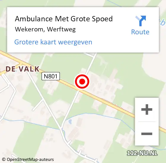 Locatie op kaart van de 112 melding: Ambulance Met Grote Spoed Naar Wekerom, Werftweg op 14 maart 2018 05:33