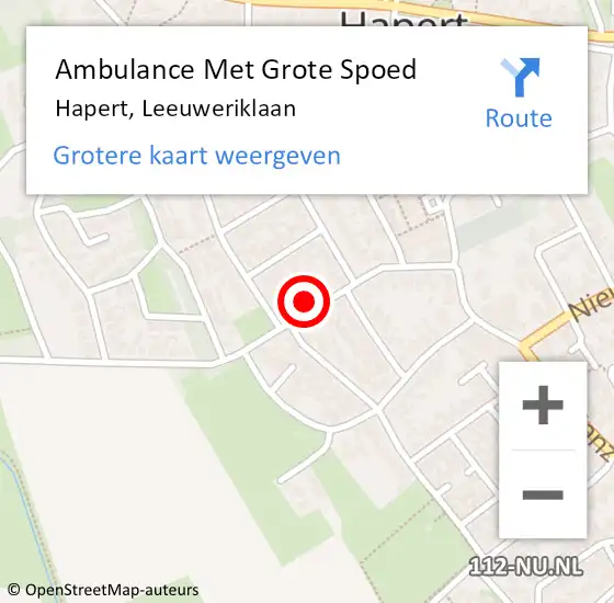 Locatie op kaart van de 112 melding: Ambulance Met Grote Spoed Naar Hapert, Leeuweriklaan op 14 maart 2018 06:32
