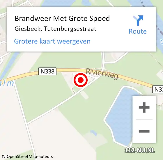 Locatie op kaart van de 112 melding: Brandweer Met Grote Spoed Naar Giesbeek, Tutenburgsestraat op 14 maart 2018 07:45