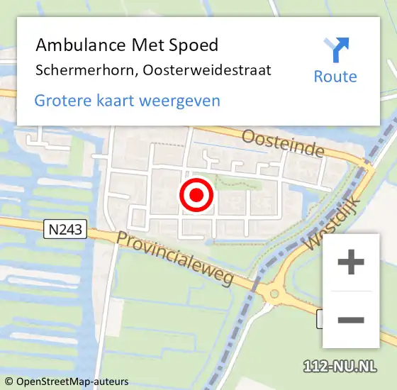 Locatie op kaart van de 112 melding: Ambulance Met Spoed Naar Schermerhorn, Oosterweidestraat op 14 maart 2018 07:53