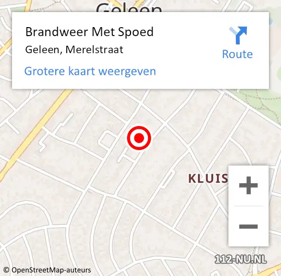 Locatie op kaart van de 112 melding: Brandweer Met Spoed Naar Geleen, Merelstraat op 14 maart 2018 08:27