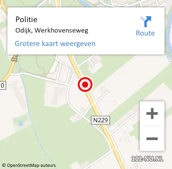 Locatie op kaart van de 112 melding: Politie Odijk, Werkhovenseweg op 14 maart 2018 08:54