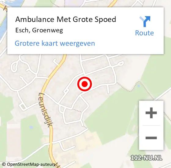 Locatie op kaart van de 112 melding: Ambulance Met Grote Spoed Naar Esch, Groenweg op 14 maart 2018 09:06