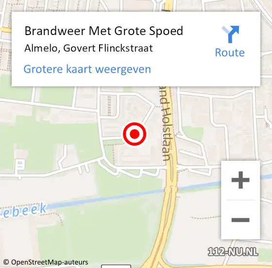 Locatie op kaart van de 112 melding: Brandweer Met Grote Spoed Naar Almelo, Govert Flinckstraat op 14 maart 2018 09:18