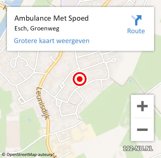 Locatie op kaart van de 112 melding: Ambulance Met Spoed Naar Esch, Groenweg op 14 maart 2018 09:33