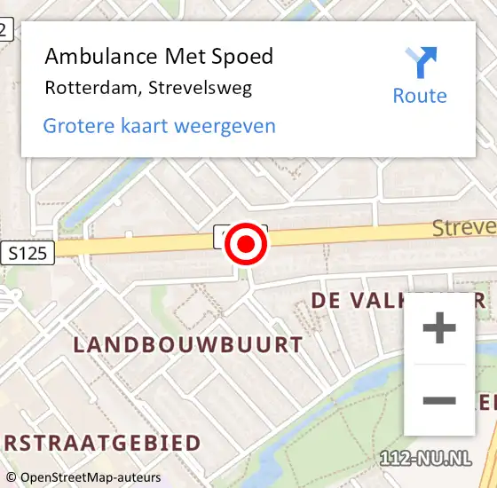 Locatie op kaart van de 112 melding: Ambulance Met Spoed Naar Rotterdam, Strevelsweg op 14 maart 2018 10:10