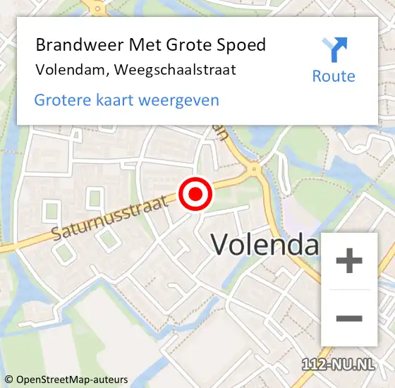 Locatie op kaart van de 112 melding: Brandweer Met Grote Spoed Naar Volendam, Weegschaalstraat op 14 maart 2018 10:28