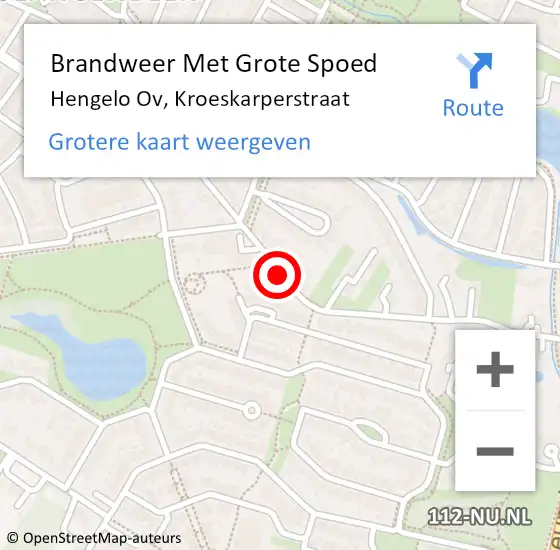 Locatie op kaart van de 112 melding: Brandweer Met Grote Spoed Naar Hengelo Ov, Kroeskarperstraat op 14 maart 2018 10:38